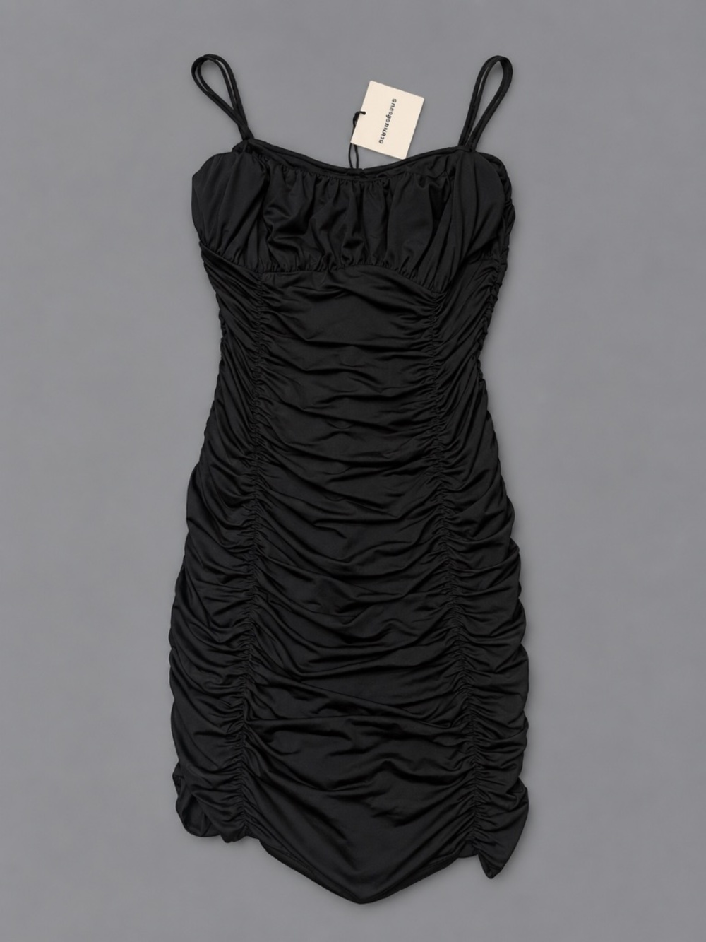 Superdown Black Ruched Mini Dress – Size S